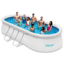 Piscine Autoportee Ovale Blanche Grisee 6 10 X 3 66 X 1 22 M Oogarden