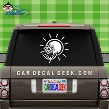 All of our vinyl decals are car wash safe and will not fade or peel. Tropical Sun And Flower Car Decal Sticker Beach Decals