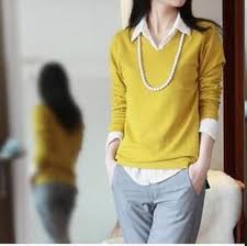 Sweater Over Collared Shirt Womens Shirts Sweaters Business Formal Women