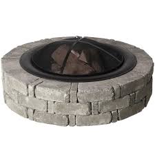 Pavestone Rumblestone 46 In X 10 5 In Round Concrete Fire Pit Kit No 1 In Cafe Rsk50169 The Home Depot Fire Pit Kit Round Fire Pit Fire Pit Materials