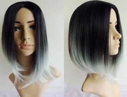 Black And Grey Ombre Hair Bob New Short Bob Ombre Grey Synthetic Wig Glueless Long Natural Black White Ombre Hair Short Hair Styles Grey Ombre Hair