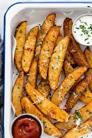 Baked Potato Wedges With Dipping Sauce Recipe Roasted Potato Wedges Best Baked Potato Potato Wedges Baked