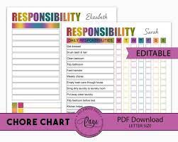 The chore charts are for children of various ages. Editable Chore Chart Printable Chores For Older Kids Child Etsy
