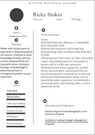 Best Waiter Resume And Waitress Resume Format With Examples