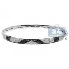 Top nyc store for men's diamond bracelets in rose, yellow, white gold or sterling silver. Womens Black Diamond Bangle Bracelet 14k White Gold 1 80 Ct 6 5