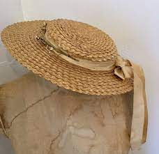 Rare Vintage Straw Hat W Ribbon Millinery Flowers Shabby Etsy Millinery Garden Chic Straw Hat