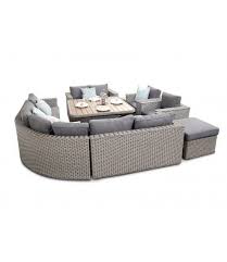 1599 Brantwood Luxury Modular Rattan Sofa Dining Set With Acacia Table 11pc Whitewash Grey
