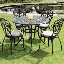 Metal Garden Dining Set Black Cast Aluminium 5 Piece Table Chair Patio Furniture Aluminum Patio Furniture Aluminium Outdoor Furniture Patio Dining Set