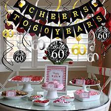 Subito a casa e in tutta sicurezza con ebay! Konsait Kit Decorazione Festa Di Compleanno Di 60 Anni Striscione Cheers To 60 Years Compleanno Bandierine Festone Decorazioni Pendenti 60 Anniversario Matrimonio O 60 A Compleanno Per Donna Uomo