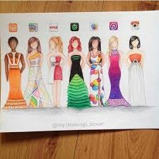 Social Media Dresses Comment Which One Is Your Favorite By My Drawings Xoxox Social Media Art Social Media Drawings Instagram Art