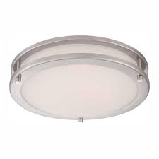 Hampton Bay 11 8 In 120 Watt Equivalent Brushed Nickel Integrated Led Low Profile Flush M Flush Mount Ceiling Lights Brushed Nickel Ceiling Fan Ceiling Lights