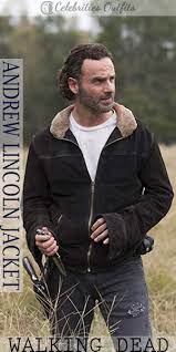 Walking Dead S4 Rick Grimes Andrew Lincoln Black Fur Jacket Celebrities Leather Jacket Stylish Leather Jacket Leather Jacket Men