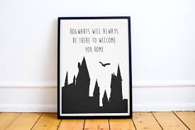 Hogwarts Will Always Be There To Welcome You Home Minimalist Typography Quote Art Print By Harknettprints On Ets Hogwarts Art Prints Quotes Home Decor Decals