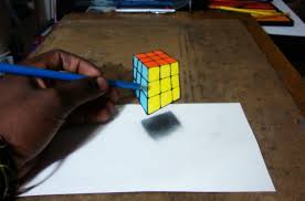 3d Rubik S Cube Drawing Illusion Drawings Rubiks Cube 3d Drawings