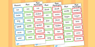 present past past participle verbs reference sheet present