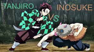قتال تانجيرو ضد اينوسكي كامل ومترجم i tanjiro vs inosuke full fight i ᴴᴰ anime fictional characters character