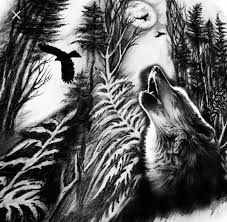 Minhas Tatoo Wolf And Moon Tattoo Forest Tattoos Wolf Tattoo Design