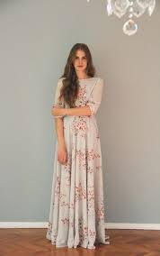 Floral Print Maxi Chiffon Dress With Scoop Back By Nelliuzun Modest Dresses Maxi Dress Dresses