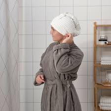 Tratten Hair Towel Wrap Dark Grey White Ikea Ireland Hair Towel Towel Wrap Hair Towel Wrap