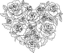 Flower Heart Coloring Pages For Adults Rose Coloring Pages Heart Coloring Pages Flower Coloring Pages