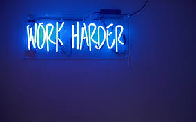 Download Wallpapers Work Harder 4k Motivational Quote Neon Inscription Sign Blue Neon Light Inspiration Besthqwallpapers Com Neon Signs Macbook Air Wallpaper Macbook Wallpaper