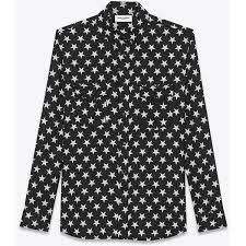 Black And White Long Sleeve Shirt Mens Saint Laurent Oversized Black And White Star Print Point Collar Shirt 605 Liked On Polyv Black And White Shirt Long Sleeve Shirt Men Casual Shirts For Men