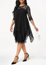 Whatever you're shopping for, we've got it. Chiffon Overlay Black Three Quarter Sleeve Lace Dress Rosewe Com Usd 35 99