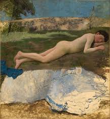 Naked young man lying on the grass, 1870, 138×148 cm by Frédéric Bazille:  History, Analysis & Facts | Arthive