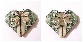 Folding a dollar heart with a star is a romantic money gift idea for weddings. 9 Beautiful Dollar Bill Origami Diy Tutorials