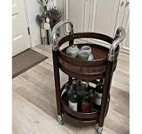 Amazon.com: LICONG-2019 Storage Trolley Round Walnut Colored ...