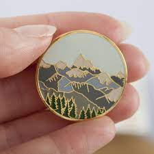 Mountains Enamel Pin Pin Badge Hard Enamel Pin Gold Etsy Enamel Pins Pin Badges Pin And Patches