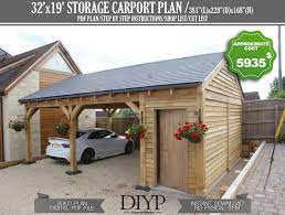 Two Car Port Plans Car Garage Build Plan Carport With Etsy In 2021 Carport Garage Diy Carport Carport Sheds