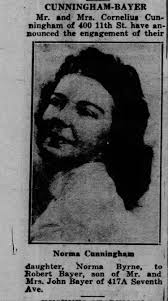 Norma Byrne engaged to Robert Bayer. New York Daily News, 16th December  1956 (page 506)