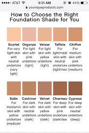 Younique Cream And Powder Foundation Shade Chart With Skin