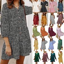 Boho Womens Holiday Beach Floral Long Sleeve Casual Mini Tunic Smock Dress Us Frilled Dress Ideas Of Frilled Dress Frilled In 2020 Frill Dress Dresses Smock Dress