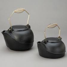 Cast Iron Steamer Tea Kettle With Brass Colored Metal Coil Handle Kettle Iron Steamer Tea Kettle