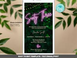 63rd Birthday Invitation Template