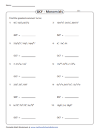 Great for partner work and math stations! Greatest Common Factor Gcf Of Polynomials Worksheets