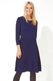 Monsoon dress fit & flare polka dot crossover bodice sleeveless dress 18. Fit And Flare Knitted Dress In Navy Roman Originals Uk