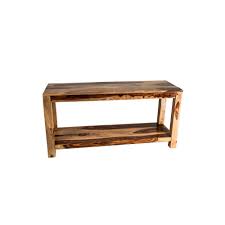 2 tier round with rims. New Ridge Home Goods Aspen 50 In Natural Brown Rectangle Wood Console Table With Shelf 3009 Rw The Home Depot