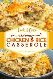 Creamy Chicken And Rice Casserole Recipe Creamy Chicken And Rice Dinner Recipes Crockpot Chicken Recipes Casserole