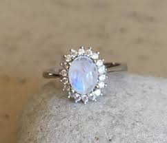 Oval Halo Moonstone Engagement Ring Promise Ring June Birthstone Ring Ge Moonstone Engagement Ring Moonstone Engagement Heart Shaped Diamond Engagement Ring
