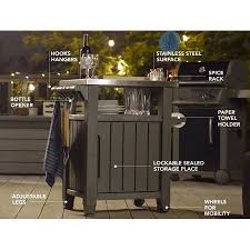 Keter Unity Resin Serving Station All Weather Plastic And Metal Grill Storage And Prep Table 40 Gal Brown Walmart Com Outdoor Bbq Entertainment Storage Storage Station