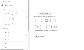 Jika a adalah sebarang matriks kuadrat yang mengandung sebaris bilangan nol, maka det(a) = 0. Soal Matriks Ax Bb Geogebra
