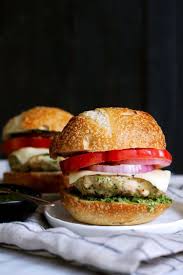 Healthy Chicken Burgers With Spinach Basil Pesto Mozzarella Recipe Chicken Burgers Basil Pesto Chicken Filling Recipes