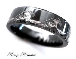 Mens Wedding Bands Ocean Ring Wave Ring Mens Black Tungsten Wedding Band Engagement Rings His And Her Promise Rings Anniversary Ring Black Tungsten Wedding Band Mens Wedding Bands Tungsten Black Tungsten