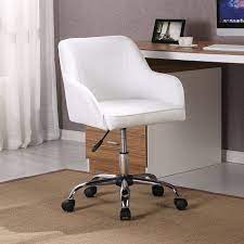 Belleze Mid Back Desk Task Office Chair Padded Seat Lumbar Support Velvet Fabric White Walmart Com Modern Office Chair Chair Pads Office Chair