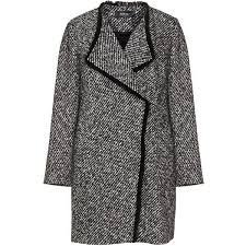 Black And White Coat Womens Elena Miro Black White Plus Size Fringed Accent Coat 480 Liked On Polyvore Featuring Outerwear Co Collarless Coat White Collarless Coat Plus Size Coats