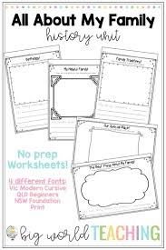 Kindergarten History Worksheets All About My Family Unit Worksheets Family Tree Pack In 2020 History Worksheets Family History Crafts Family History Projects