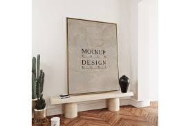 #4 wooden table dining set mockup free psd Console Table With Mockup Poster Frame Graphic By Izharartendesign Creative Fabrica